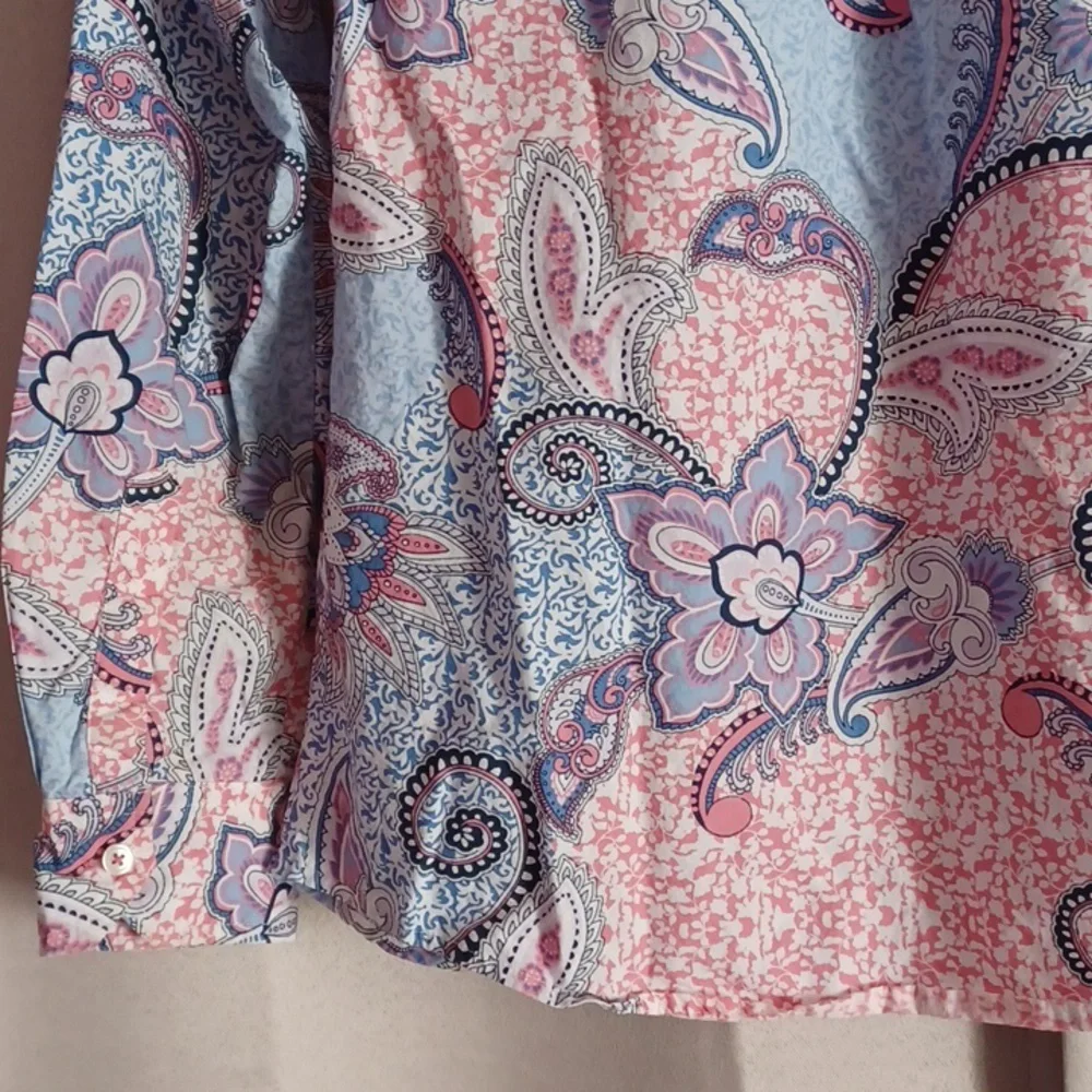 Charter Club Shirt Shop Relaxed Fit Cotton Paisley Button Front Top